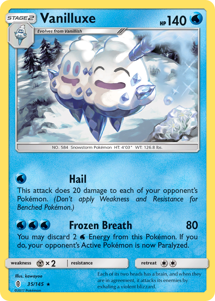 Vanilluxe 35/145 English Pokémon card from Guardians Rising (2017)