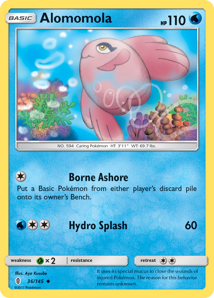 Alomomola 36/145 English Pokémon card from Guardians Rising (2017)