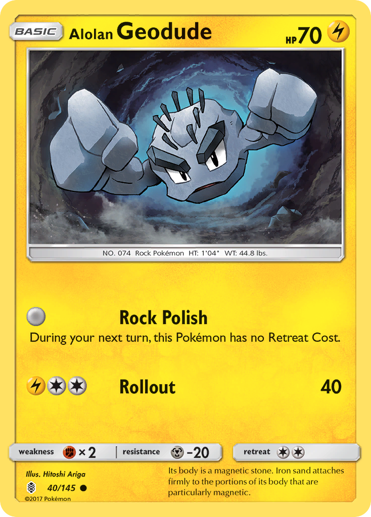 Alolan Geodude 40/145 English Pokémon card from Guardians Rising (2017)