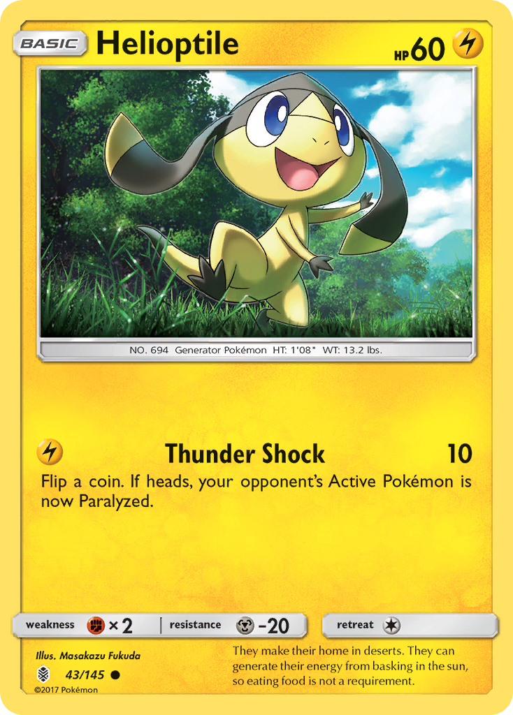 Helioptile 43/145 English Pokémon card from Guardians Rising (2017)