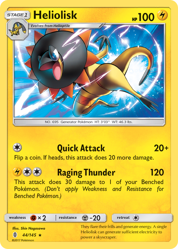 Heliolisk 44/145 English Pokémon card from Guardians Rising (2017)
