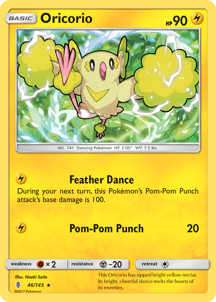 Oricorio 46/145 English Pokémon card from Guardians Rising (2017)