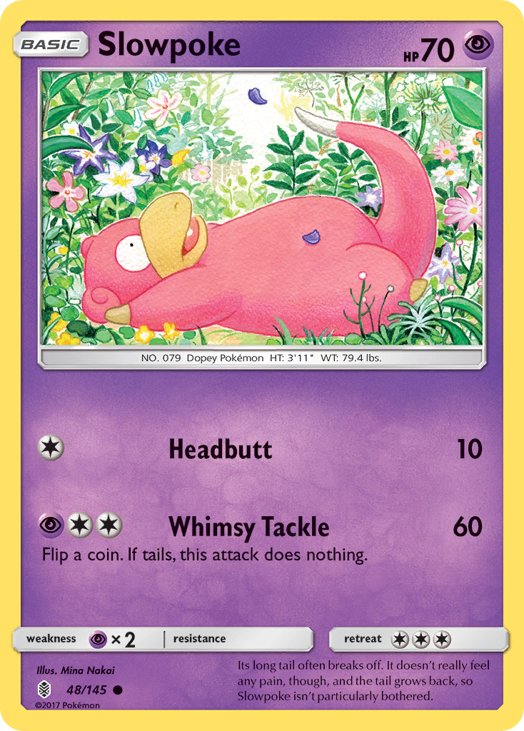 Slowpoke 48/145 English Pokémon card from Guardians Rising (2017)