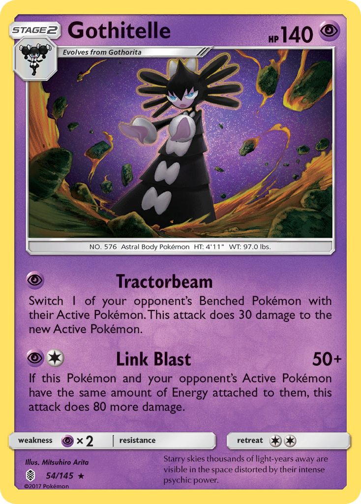 Gothitelle 54/145 English Pokémon card from Guardians Rising (2017)