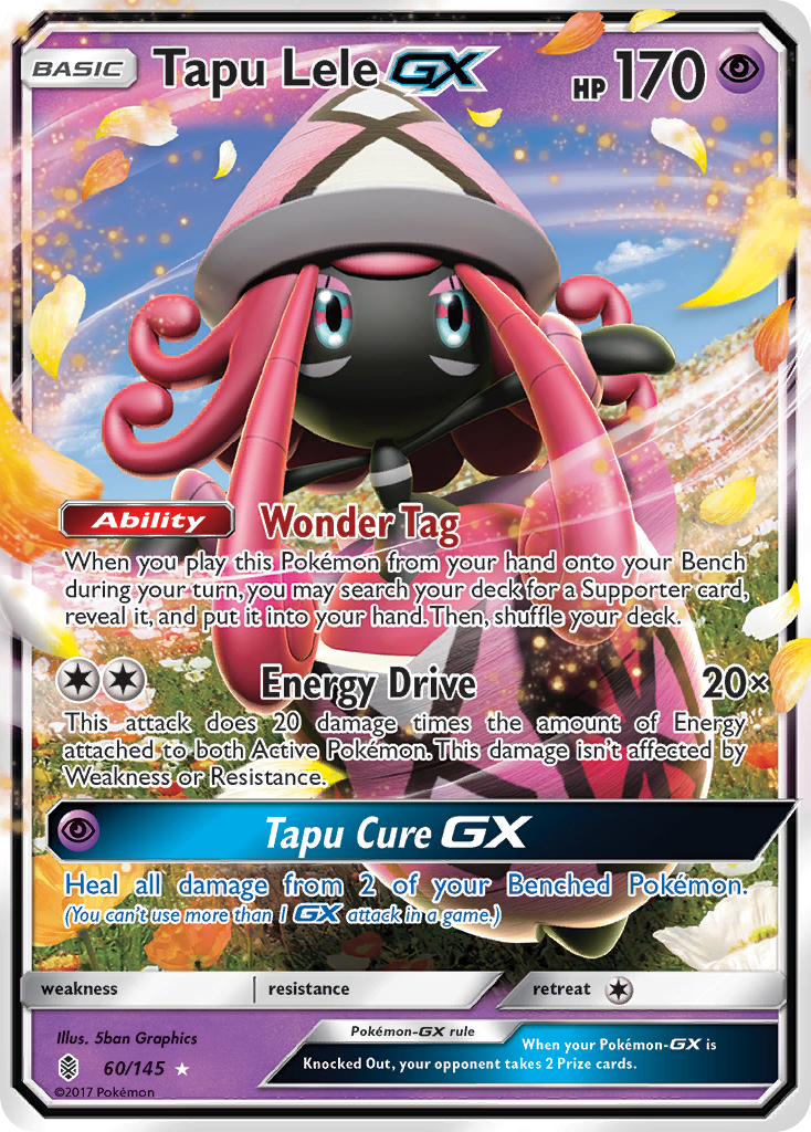 Tapu Lele-GX 60/145 English Pokémon card from Guardians Rising (2017)