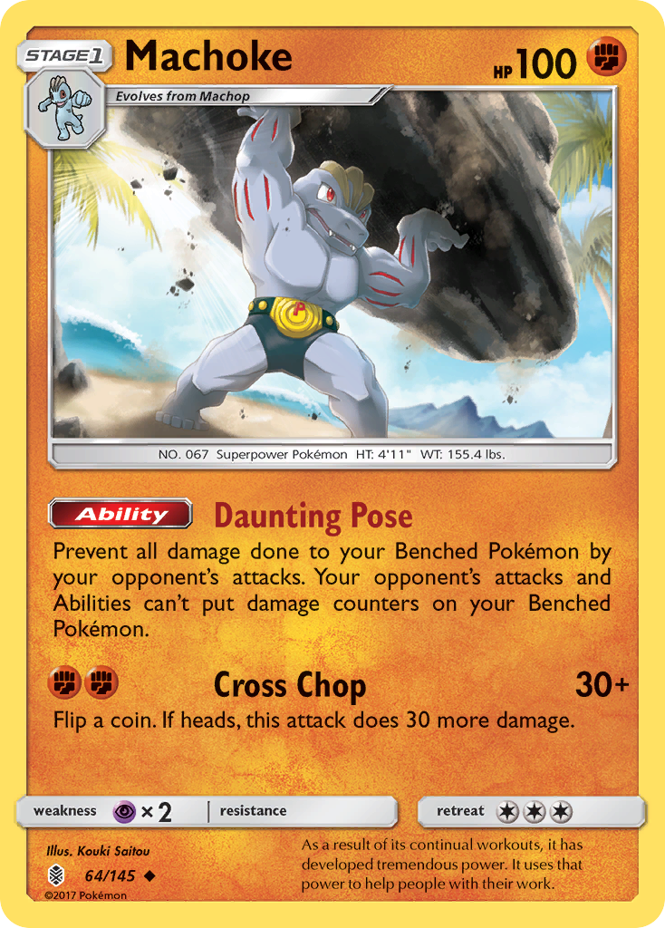 Machoke 64/145 English Pokémon card from Guardians Rising (2017)