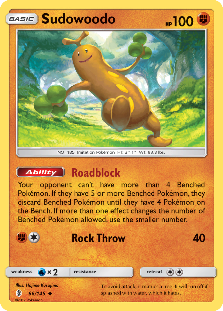 Sudowoodo 66/145 English Pokémon card from Guardians Rising (2017)