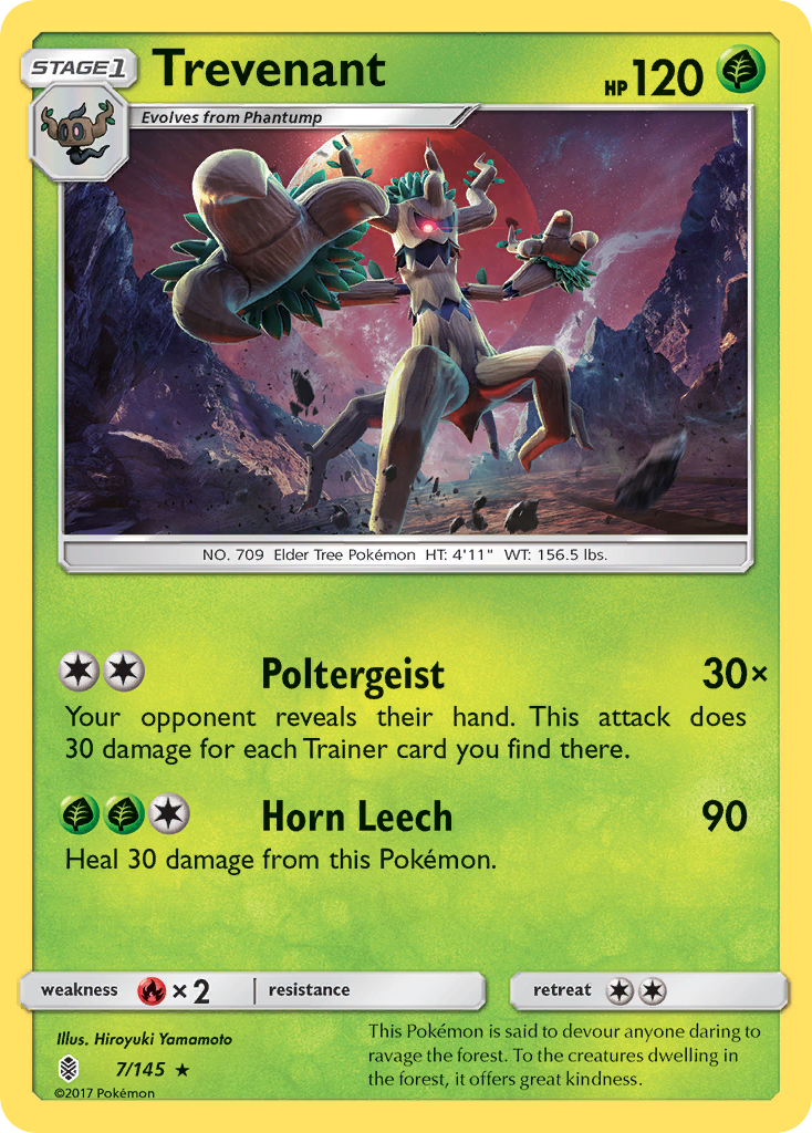 Trevenant 7/145 English Pokémon card from Guardians Rising (2017)