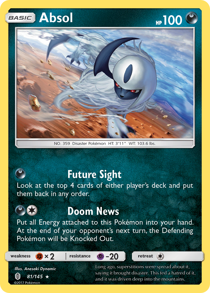 Absol 81/145 English Pokémon card from Guardians Rising (2017)