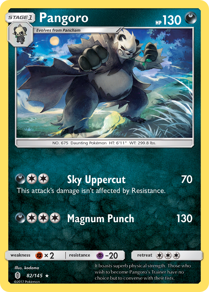 Pangoro 82/145 English Pokémon card from Guardians Rising (2017)