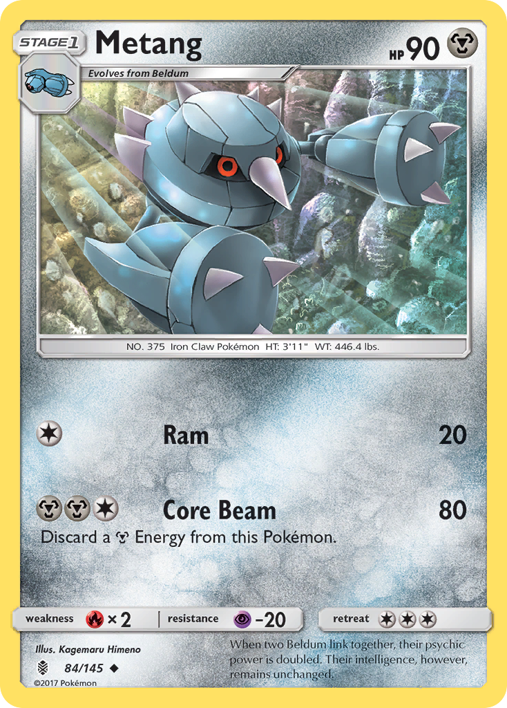 Metang 84/145 English Pokémon card from Guardians Rising (2017)