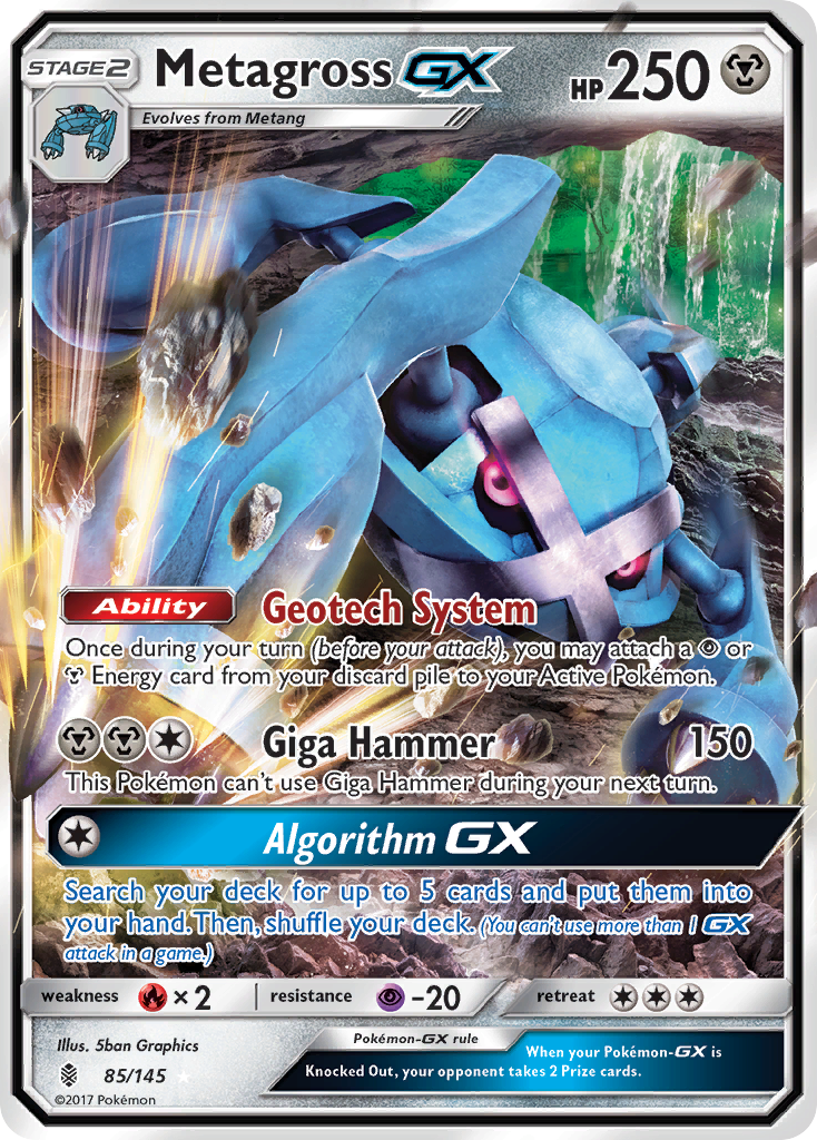 Metagross-GX 85/145 English Pokémon card from Guardians Rising (2017)