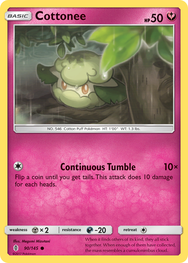 Cottonee 90/145 English Pokémon card from Guardians Rising (2017)