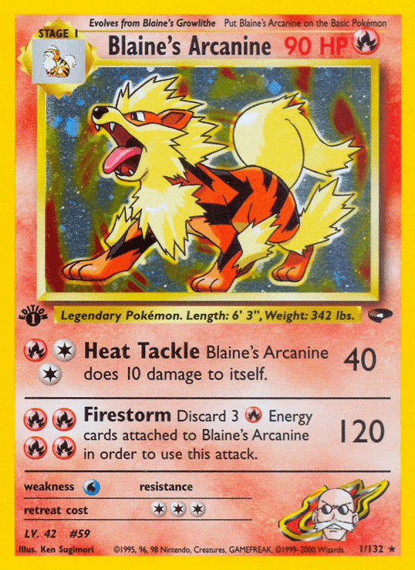 Blaine's Arcanine 1/132 — Pokémon Gym Challenge card