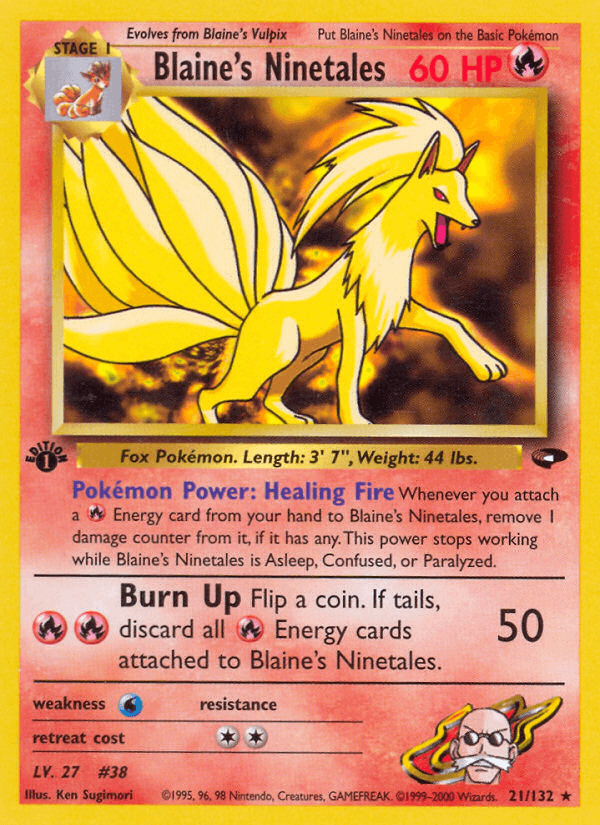 Blaine's Ninetales 21/132 — Pokémon Gym Challenge card