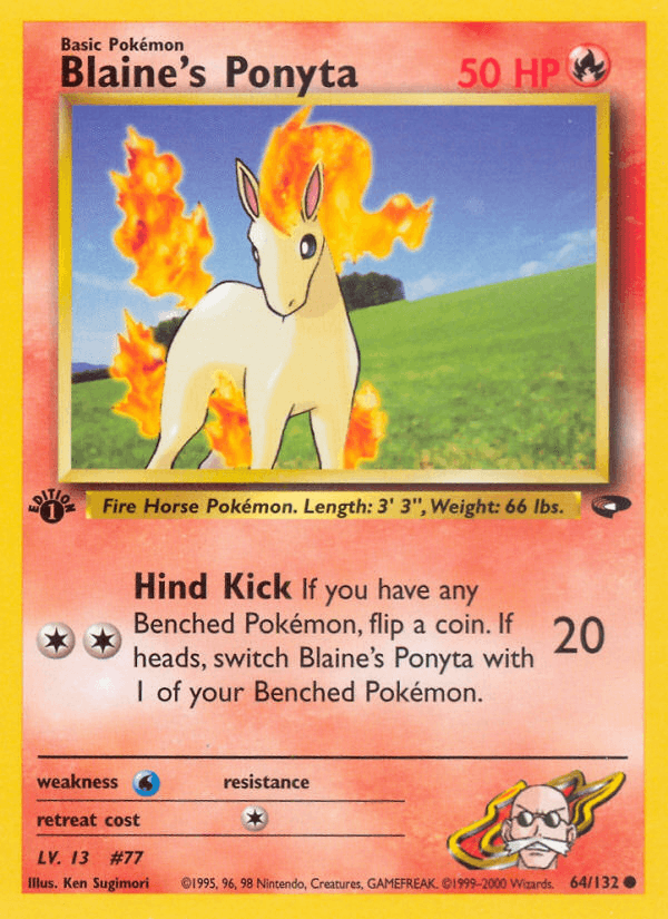 Blaine's Ponyta 64/132 — Pokémon Gym Challenge card