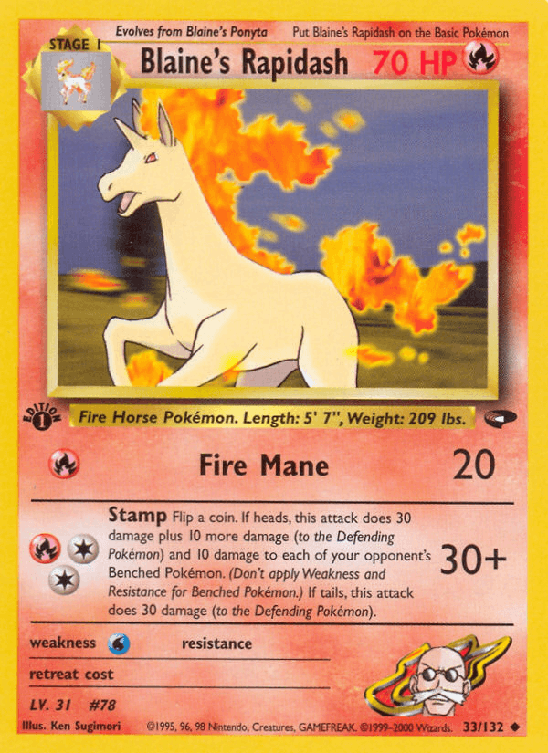 Blaine's Rapidash 33/132 — Pokémon Gym Challenge card