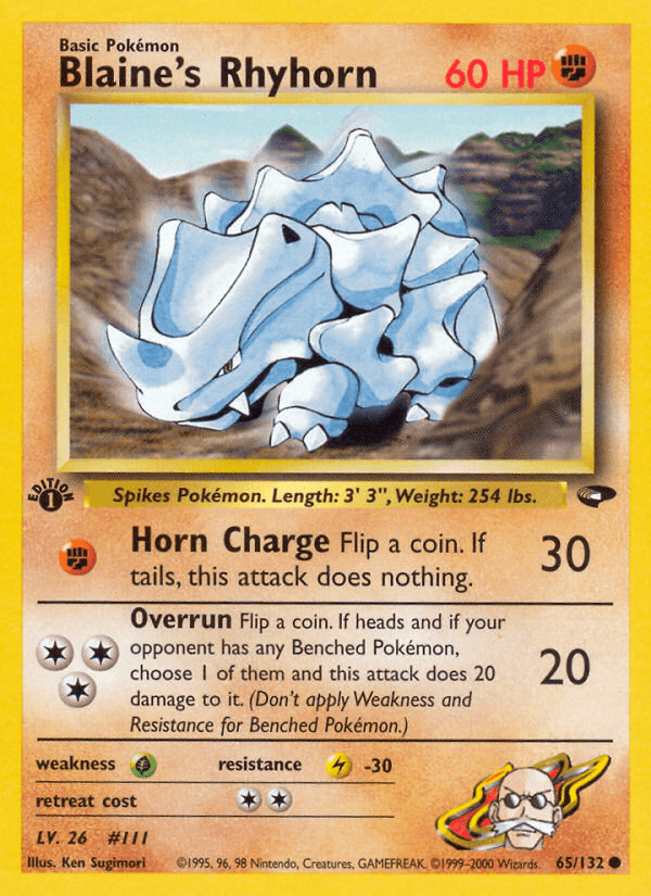 Blaine's Rhyhorn 65/132 — Pokémon Gym Challenge card