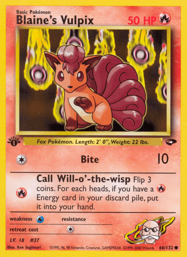Blaine's Vulpix 66/132 — Pokémon Gym Challenge card