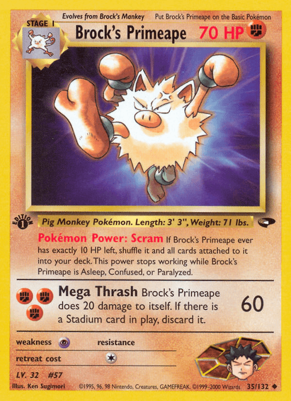 Brock's Primeape 35/132 — Pokémon Gym Challenge card