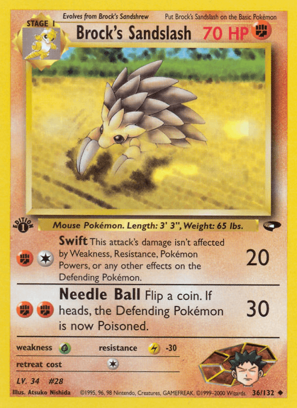 Brock's Sandslash 36/132 — Pokémon Gym Challenge card