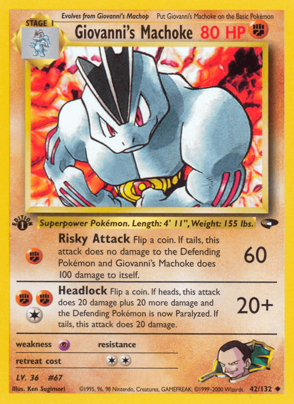 Giovanni's Machoke 42/132 — Pokémon Gym Challenge card