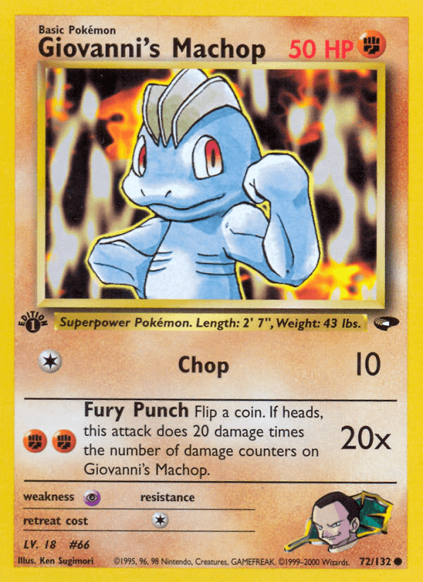 Giovanni's Machop 72/132 — Pokémon Gym Challenge card