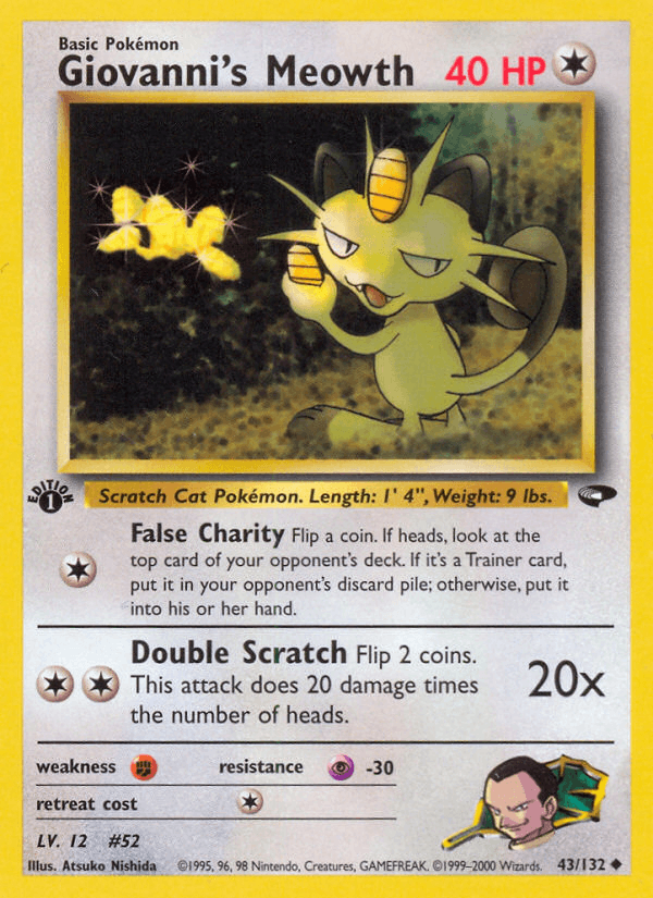 Giovanni's Meowth 43/132 — Pokémon Gym Challenge card