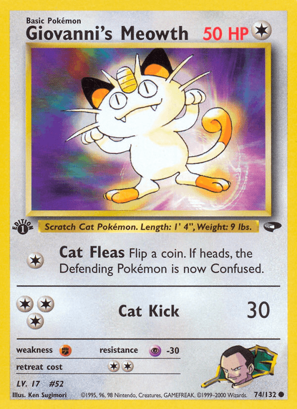 Giovanni's Meowth 74/132 — Pokémon Gym Challenge card