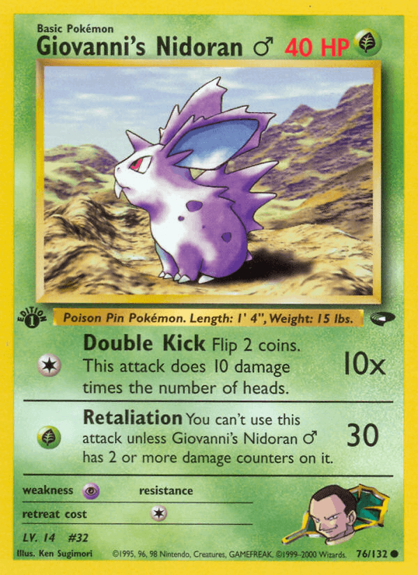 Giovanni's Nidoran ♂ 76/132 — Pokémon Gym Challenge card