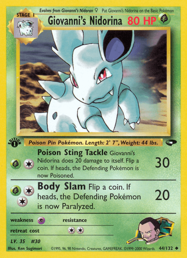 Giovanni's Nidorina 44/132 — Pokémon Gym Challenge card