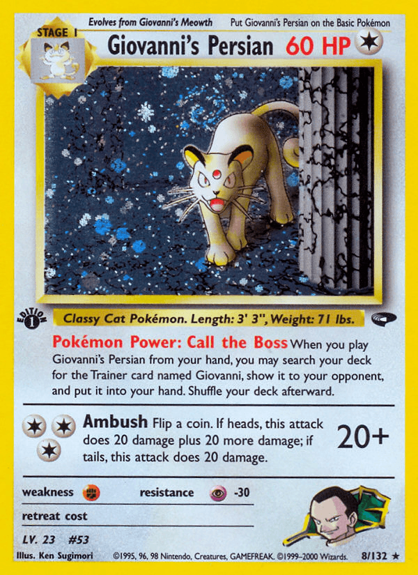 Giovanni's Persian 8/132 — Pokémon Gym Challenge card