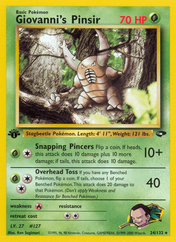 Giovanni's Pinsir 24/132 — Pokémon Gym Challenge card