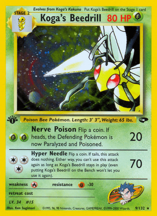 Koga's Beedrill 9/132 — Pokémon Gym Challenge card