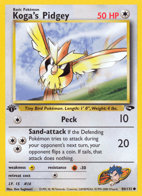 Koga's Pidgey 80/132 — Pokémon Gym Challenge card