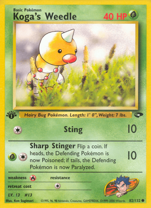 Koga's Weedle 82/132 — Pokémon Gym Challenge card