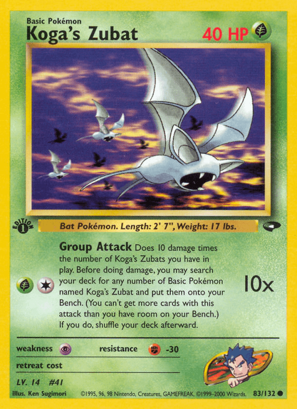 Koga's Zubat 83/132 — Pokémon Gym Challenge card