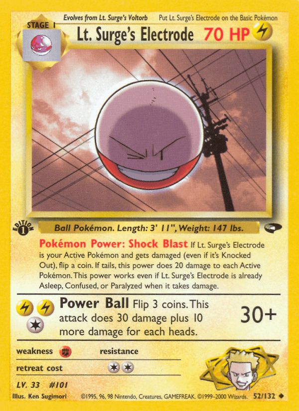 Lt. Surge's Electrode 52/132 — Pokémon Gym Challenge card