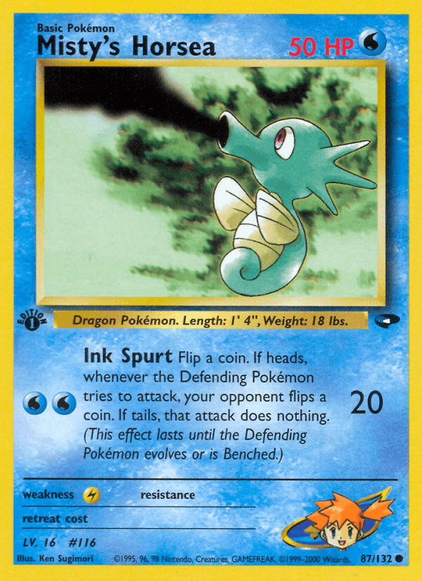 Misty's Horsea 87/132 — Pokémon Gym Challenge card