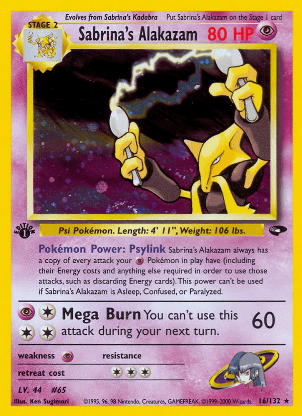 Sabrina's Alakazam 16/132 — Pokémon Gym Challenge card