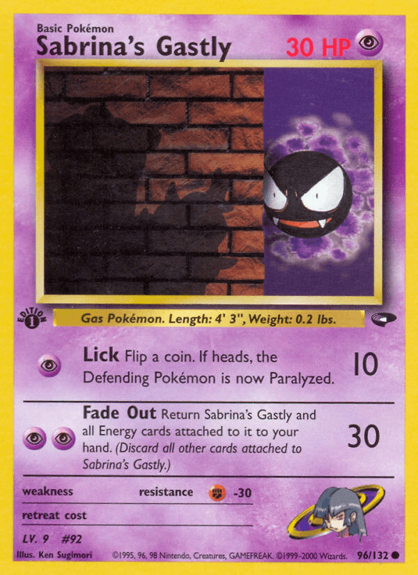 Sabrina's Gastly 96/132 — Pokémon Gym Challenge card