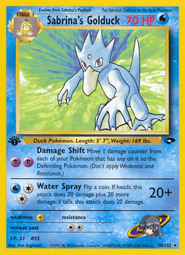 Sabrina's Golduck 30/132 — Pokémon Gym Challenge card