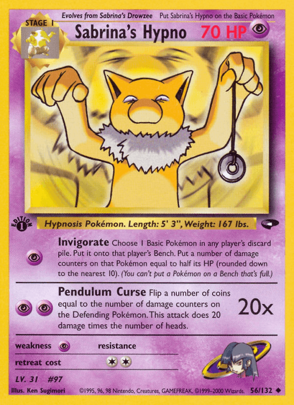 Sabrina's Hypno 56/132 — Pokémon Gym Challenge card