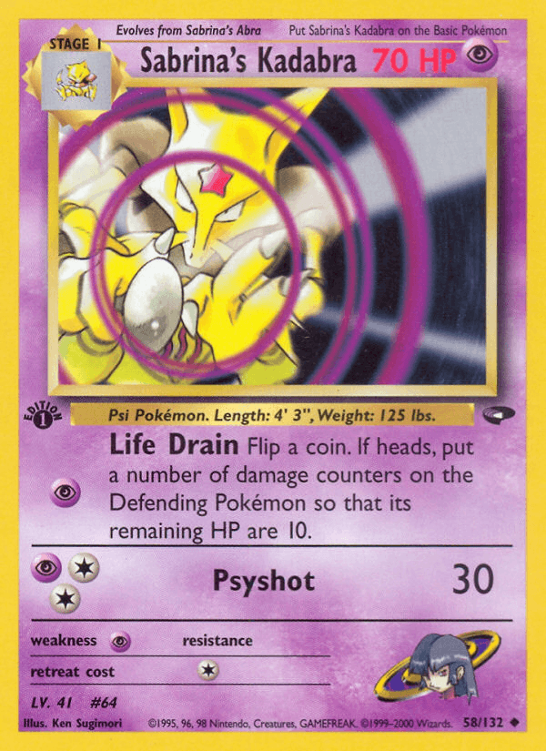 Sabrina's Kadabra 58/132 — Pokémon Gym Challenge card