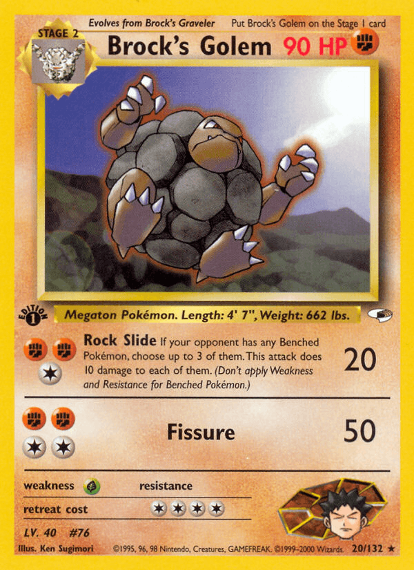 Brock's Golem 20/132 — Pokémon Gym Heroes card