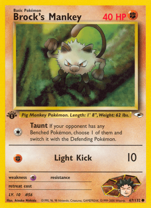 Brock's Mankey 67/132 — Pokémon Gym Heroes card