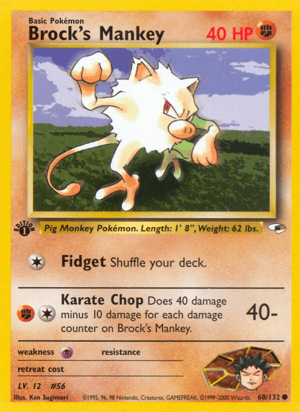 Brock's Mankey 68/132 — Pokémon Gym Heroes card