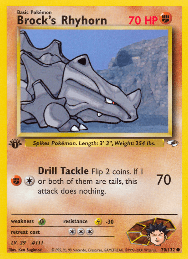 Brock's Rhyhorn 70/132 — Pokémon Gym Heroes card