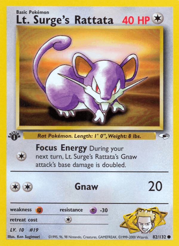 Lt. Surge's Rattata 82/132 — Pokémon Gym Heroes card