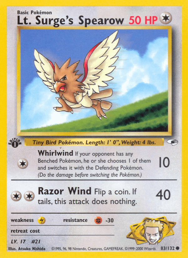 Lt. Surge's Spearow 83/132 — Pokémon Gym Heroes card